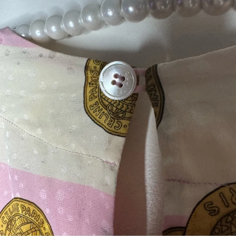 Celine Vintage Medallion Print Silk Top - Picture 6 of 11